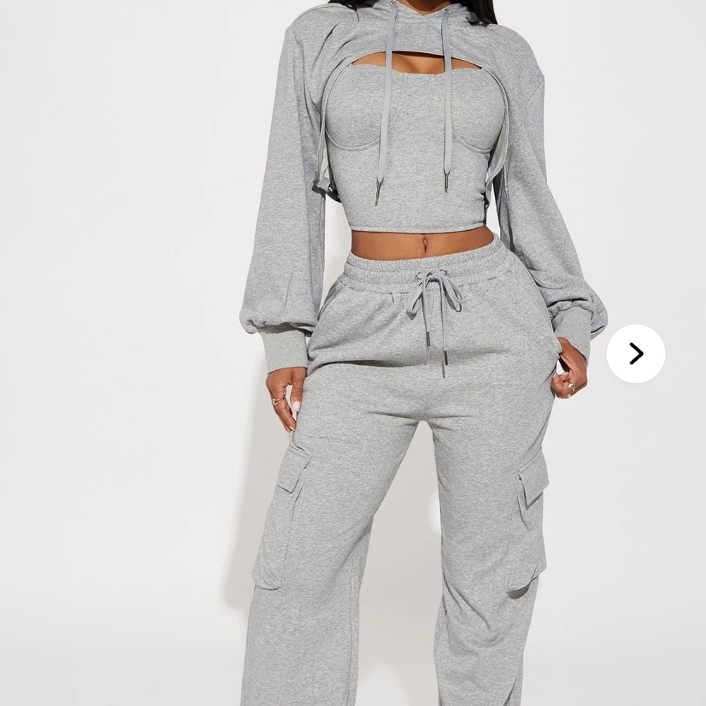 Fashion Nova Gray Three-Piece Jogger Set